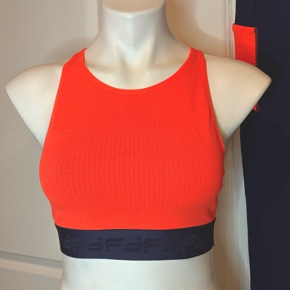 Fabletics ScultKnit High Rise Legging Sports Bra Set Blue Orange XS/S - Picture 2 of 10